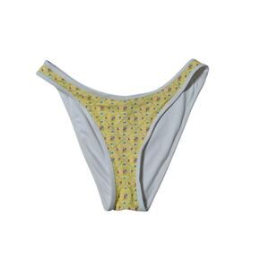 Victoria's Secret PINK Women's Yellow, Flowered, Bikini Bottoms, Medium; NWT